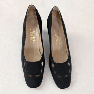 Del Arte Vintage Black Cutouts Heel Pumps - 8 AA